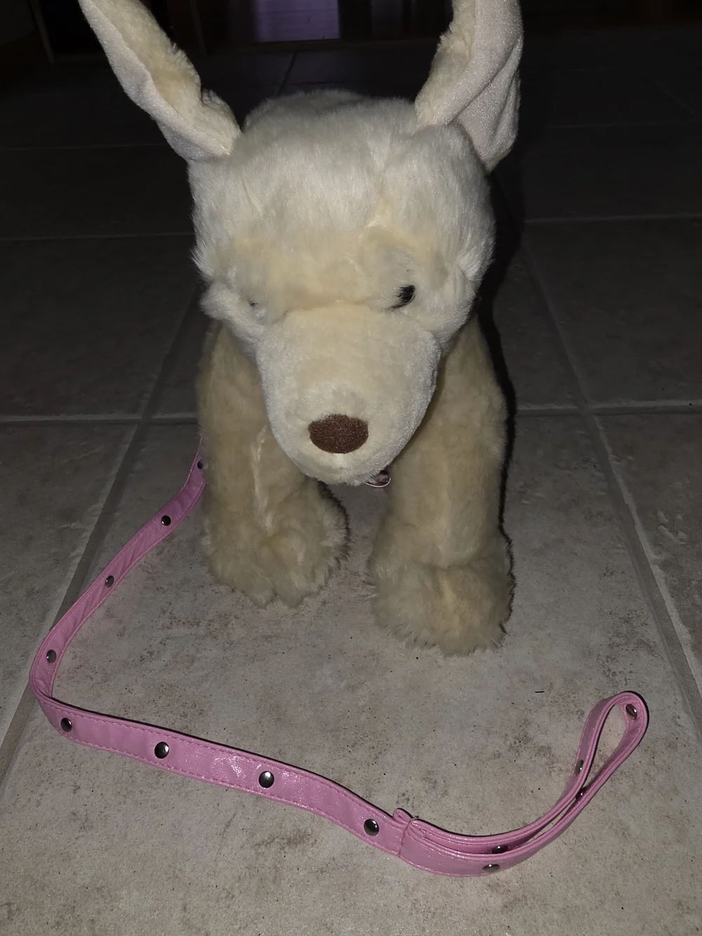 Build-A-Bear Cream Plush Dog  Pink Leash & 2 Pc Outfit $48 EUC